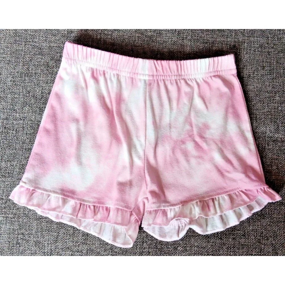 Pajamas 3T PL Sleep Girls Pink Tie Dye Cross Back Tank Top Shorts Ruffles